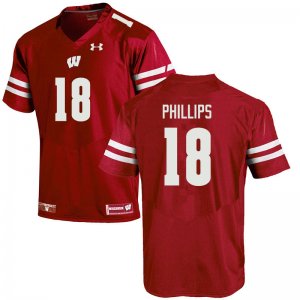 Men's Wisconsin Badgers NCAA #18 Cam Phillips Red Authentic Under Armour Stitched College Football Jersey LK31Y18LN
